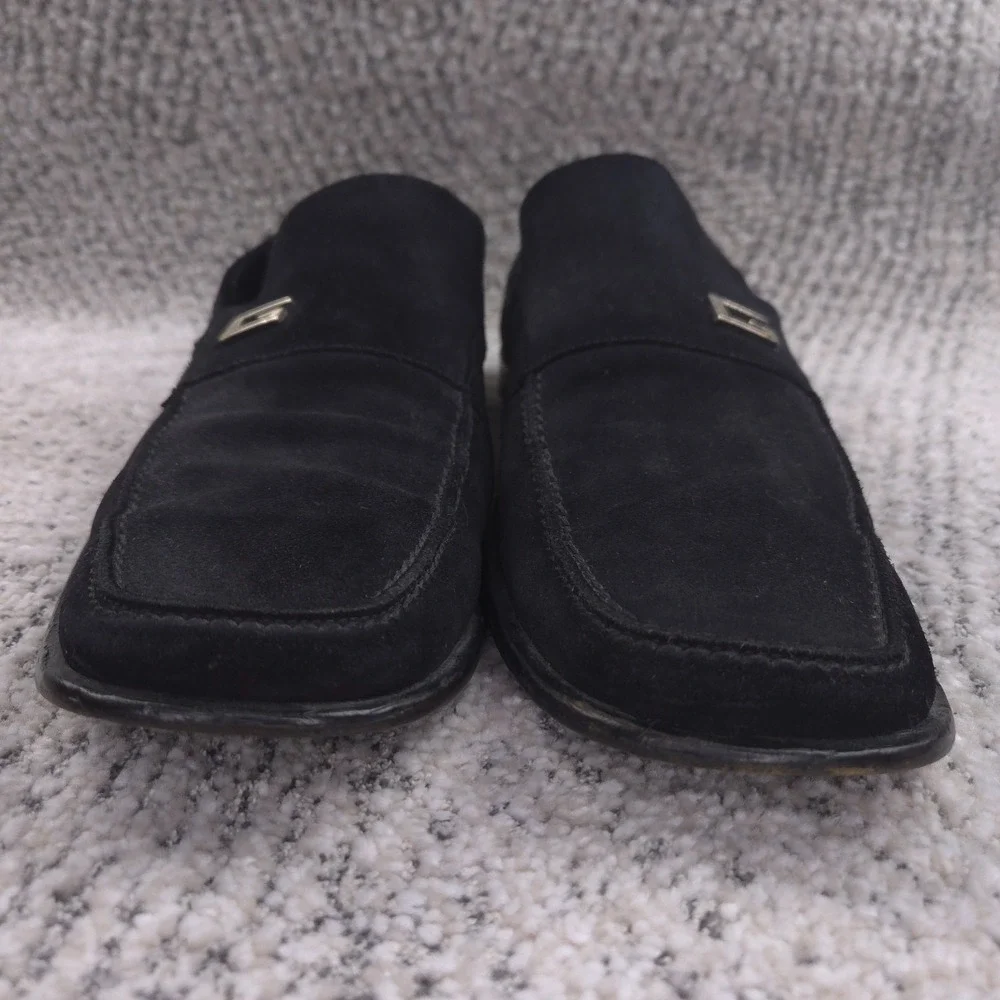 Gucci Loafers Mens Size 13D 13.5 US Shoes Slip On Suede Logo Black Square Toe
